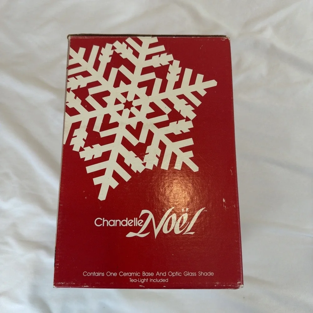 Vintage Chandelle Noel Christmas Tree Candle Lamp Clear Glass Shade Ceramic Base